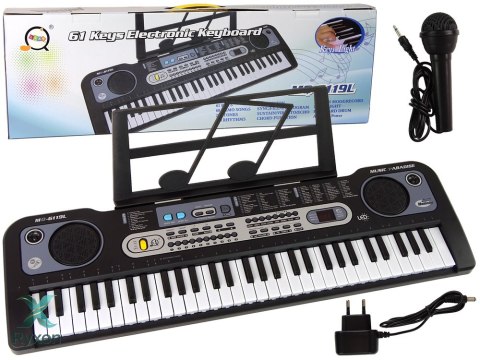 Keyboard z Mikrofonem Instrument Muzyczny Dla Dzieci Czarny LEAN TOYS