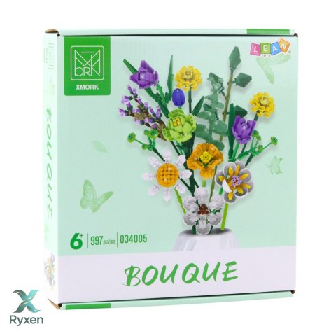 Klocki Konstrukcyjne Dekoracyjny Bukiet Kwiaty Kolorowe 997 el. LEAN TOYS