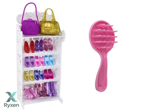 Lalka Dla Dzieci Długie Blond Włosy Szafa Buty Sukienki Akcesoria Różowa LEAN TOYS
