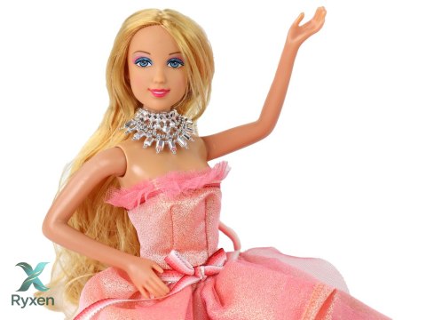 Lalka Dla Dzieci Długie Blond Włosy Szafa Buty Sukienki Akcesoria Różowa LEAN TOYS