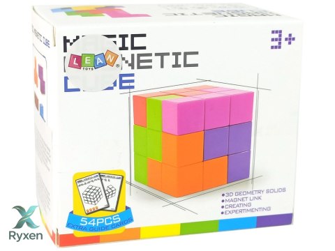 Kostka Logiczna Do Układania Magnetyczna Dwustronne Karty 108 Wyzwań LEAN TOYS