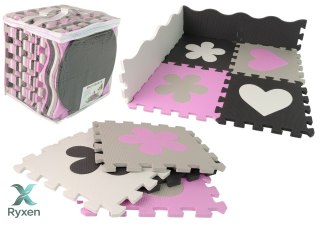 Mata Edukacyjna Piankowa EVA Puzzle Dla Niemowląt Szaro-Różowe 25 el. LEAN TOYS
