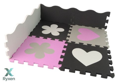 Mata Edukacyjna Piankowa EVA Puzzle Dla Niemowląt Szaro-Różowe 25 el. LEAN TOYS