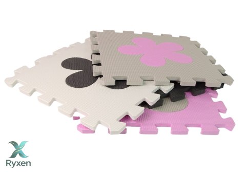 Mata Edukacyjna Piankowa EVA Puzzle Dla Niemowląt Szaro-Różowe 25 el. LEAN TOYS