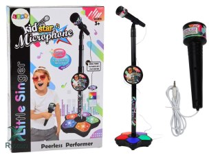 Mikrofon Ze Statywem Dla Dzieci Karaoke Regulowany Światła Czarny LEAN TOYS