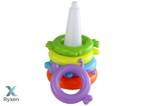 Piramidka Jednorożec Układanka 8 Kółek Kolorowa 29cm x 14cm x 14cm LEAN TOYS