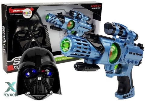 Zestaw Pistolet Laserowy Maska Wojownika Kosmosu Światła Dźwięki LEAN TOYS