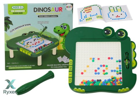 Tablica Magnetyczna Edukacyjna Dinozaur Pad Układanka Zielona Koraliki LEAN TOYS