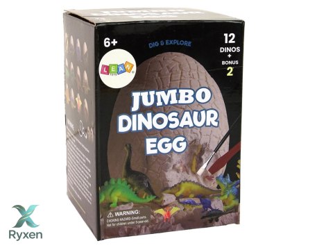 Zestaw Archeologiczny Wykopaliska Ogromne Jajo 12 Figurek Dinozaur LEAN TOYS