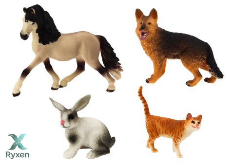 Zestaw Figurek Zwierząt Domowych Koń Pies Królik Kot 4 Sztuki LEAN TOYS