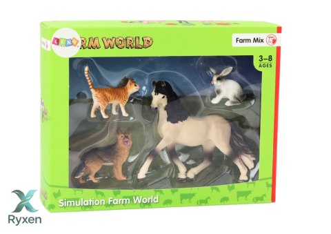 Zestaw Figurek Zwierząt Domowych Koń Pies Królik Kot 4 Sztuki LEAN TOYS