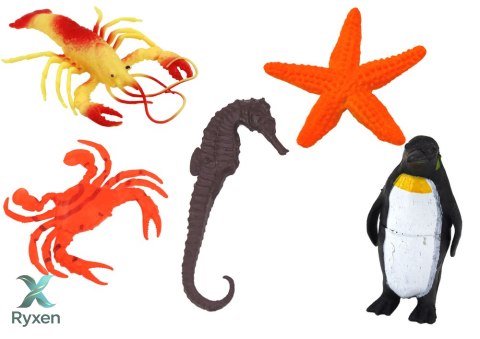 Zestaw Figurek Zwierzęta Morskie Podwodne Pingwin Rekin Krab 10 szt. LEAN TOYS