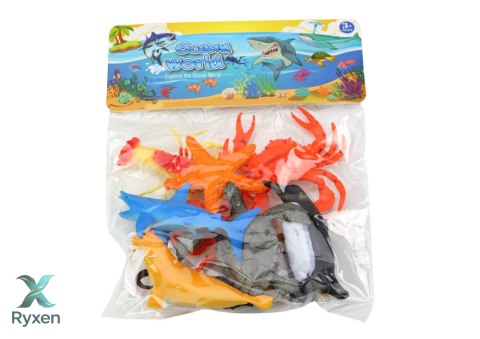 Zestaw Figurek Zwierzęta Morskie Podwodne Pingwin Rekin Krab 10 szt. LEAN TOYS