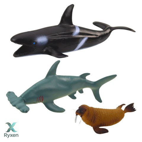 Zestaw Figurek Zwierząt Morskich Rekin Młot Orka Konik Homar Żółw 6szt LEAN TOYS