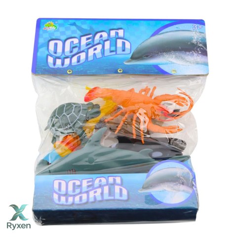 Zestaw Figurek Zwierząt Morskich Rekin Młot Orka Konik Homar Żółw 6szt LEAN TOYS