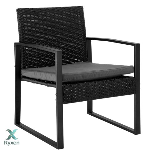 Zestaw Meble Ogrodowe Rattan Dwa Krzesła Stolik Na Taras Balkon Czarne LEAN TOYS