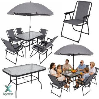 Zestaw Meble Ogrodowe Stół Krzesła Metalowe Parasol Na Balkon Taras Ogród LEAN