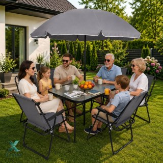 Zestaw Meble Ogrodowe Stół Krzesła Metalowe Parasol Na Balkon Taras Ogród LEAN