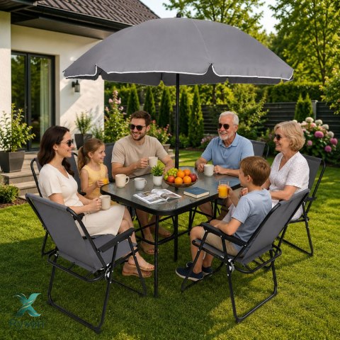 Zestaw Meble Ogrodowe Stół Krzesła Metalowe Parasol Na Balkon Taras Ogród LEAN