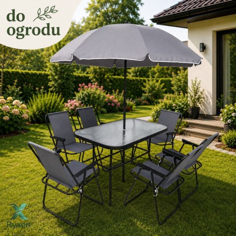 Zestaw Meble Ogrodowe Stół Krzesła Metalowe Parasol Na Balkon Taras Ogród LEAN