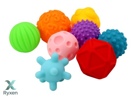 Zestaw Miękkie Piłki Sensoryczne Dla Malucha Różne Tekstury Kolorowe 8 szt. LEAN TOYS