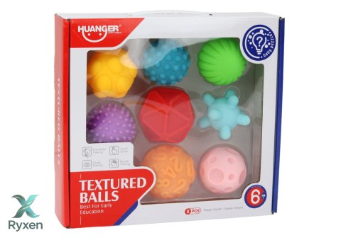 Zestaw Miękkie Piłki Sensoryczne Dla Malucha Różne Tekstury Kolorowe 8 szt. LEAN TOYS