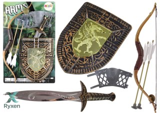 Zestaw Rycerza Łuk Miecz Tarcza Ochraniacz Nadgarstka Kostium Rycerski LEAN TOYS
