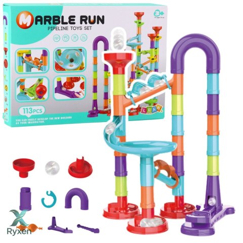 Zestaw Tor Dla Kulek Kulkodrom Zjeżdżalnie Kolorowa Konstrukcja 113 el. LEAN TOYS