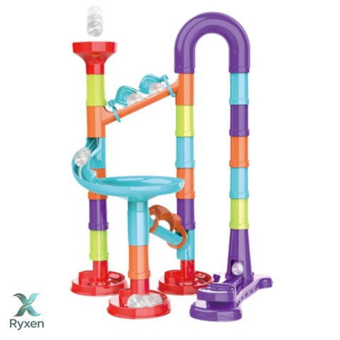 Zestaw Tor Dla Kulek Kulkodrom Zjeżdżalnie Kolorowa Konstrukcja 113 el. LEAN TOYS