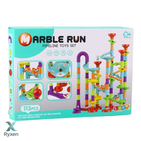 Zestaw Tor Dla Kulek Kulkodrom Zjeżdżalnie Kolorowa Konstrukcja 113 el. LEAN TOYS
