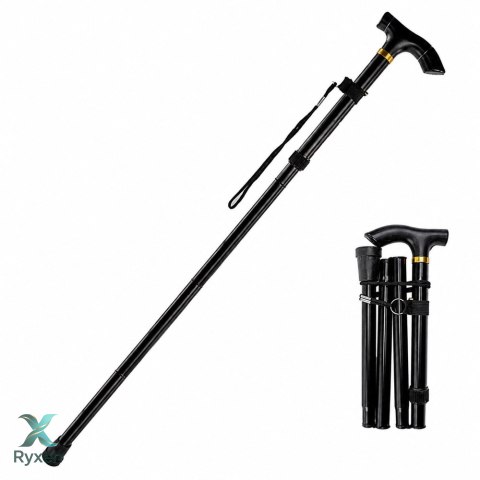 Laska Teleskopowa Składana Regulowana Aluminiowa Dla Seniora Czarna 85-95cm LEAN