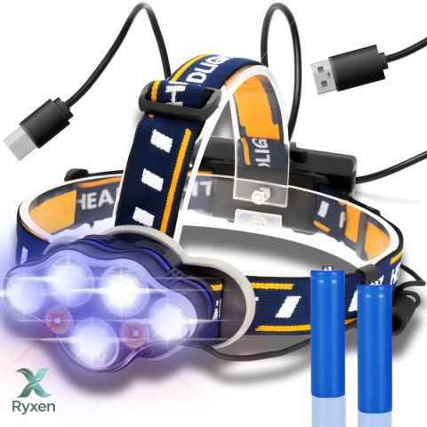Latarka czołowa 8 led cree cob czołówka mocna wodoodporna akumulatorowa usb RTO