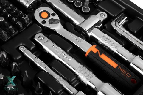 Zestaw kluczy nasadowych 1/2", 3/8", 1/4", 219 szt., CrV NEO TOOLS