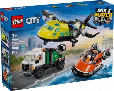 Klocki city 60505 zestaw z samolotem, ciężarówką serwisową i poduszkowcem LEGO
