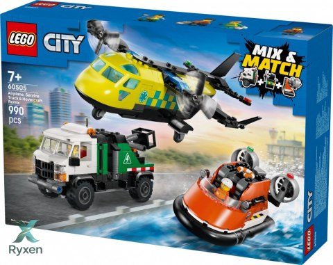 Klocki city 60505 zestaw z samolotem, ciężarówką serwisową i poduszkowcem LEGO