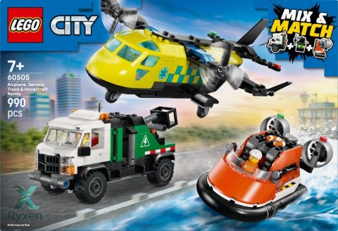Klocki city 60505 zestaw z samolotem, ciężarówką serwisową i poduszkowcem LEGO