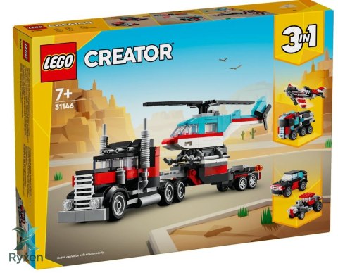 Klocki creator 31146 ciężarówka z platformą i helikopterem LEGO