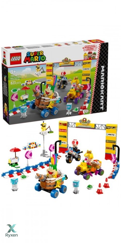 Klocki super mario 72036 mario kart - zestaw baby peach i grand prix LEGO