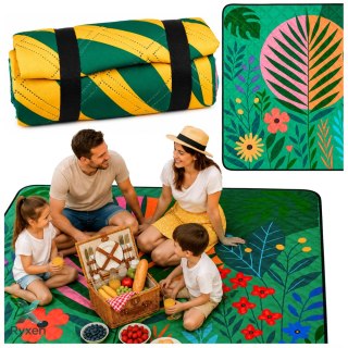 Koc Piknikowy Plażowy Turystyczny Mata Rośliny Kolorowa 100x150 cm LEAN