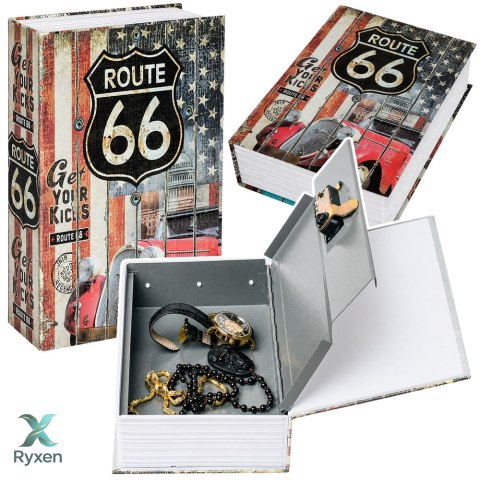 Książka Sejf Na Klucz Mała Kasetka Skrytka Na Pieniądze Route 66 Duża LEAN TOYS