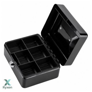Mała Kasetka Na Pieniądze Metalowa Sejf Skrytka Na Klucz Czarna 13x10 cm LEAN