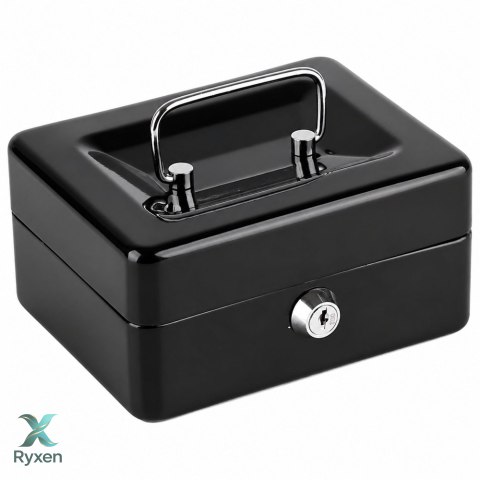 Mała Kasetka Na Pieniądze Metalowa Sejf Skrytka Na Klucz Czarna 13x10 cm LEAN