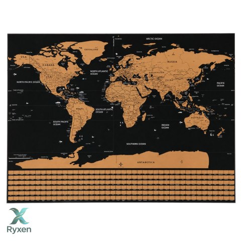 Mapa Świata Zdrapywanka Plakat Do Drapania Dla Podróżnika 82 x 59 cm LEAN