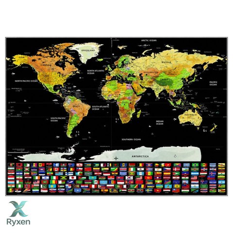 Mapa Świata Zdrapywanka Plakat Do Drapania Dla Podróżnika 82 x 59 cm LEAN