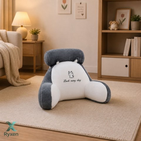 Oparcie Fotel Podparcie Pod Plecy Na Fotel Łóżko Biało Szary 60 x40 cm LEAN TOYS