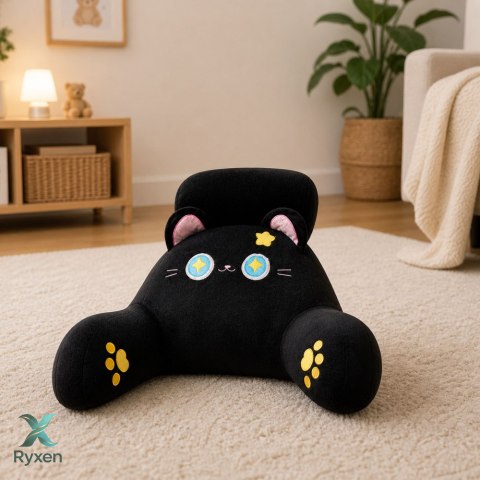 Oparcie Fotel Podparcie Pod Plecy Na Fotel Łóżko Kot Czarny 60 x40 cm LEAN TOYS