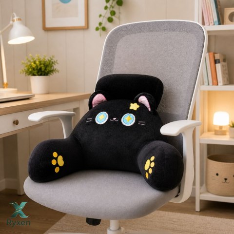 Oparcie Fotel Podparcie Pod Plecy Na Fotel Łóżko Kot Czarny 60 x40 cm LEAN TOYS