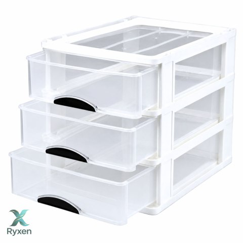Organizer Wielofunkcyjny 3 Szuflady Plastikowy Pojemnik Biały LEAN