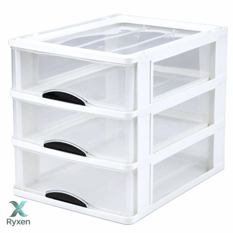 Organizer Wielofunkcyjny 3 Szuflady Plastikowy Pojemnik Biały LEAN