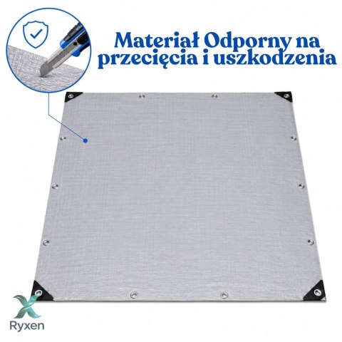 Plandeka Wodoodporna Folia Zbrojona Ochronna Przeciwdeszczowa Szara 3x4 M LEAN